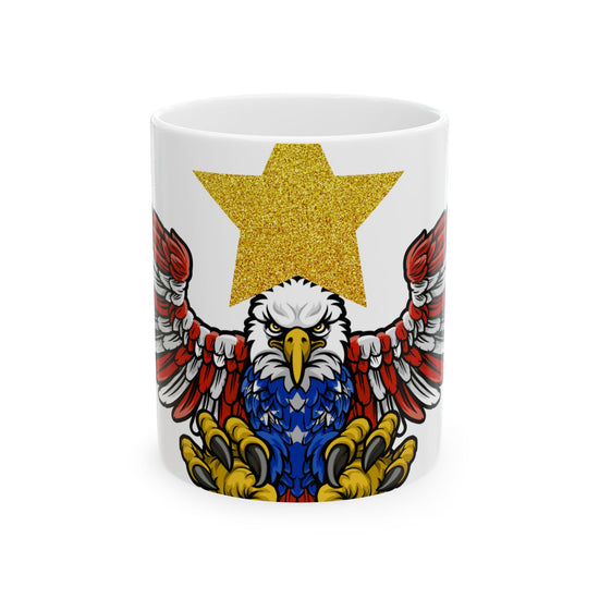 Patriotic Eagle Ceramic Mug — American Flag Star Design