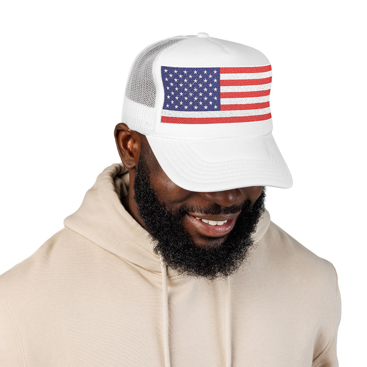American Trucker Hat
Embroidered Flag Hat
Foam Front Cap
Adjustable Snapback Hat
Patriotic Hat