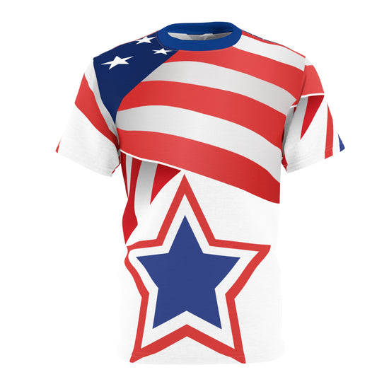 Unisex Cut & Sew Tee Shirt, American Flag Designed 🐦‍🔥