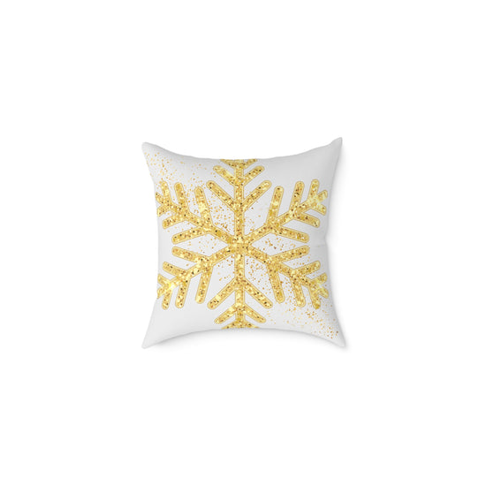 Christmas Snowflake Designed Square Poly Canvas Pillow