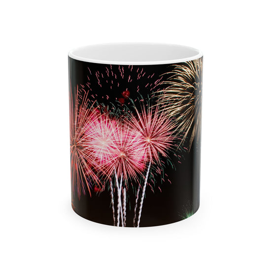 Firework Designed Ceramic Mug, (11oz, 15oz)