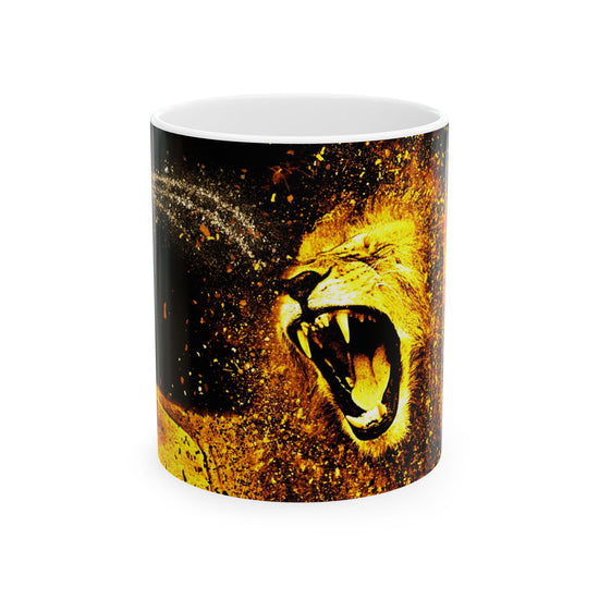 Roaring Lion Ceramic Mug – Golden Fierce Wildlife Coffee Cup