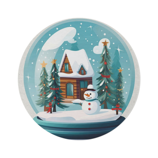 Christmas Snowman Round Rug